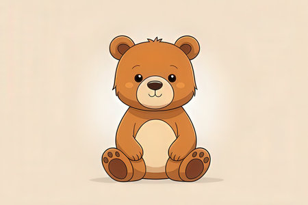 Cute cartoon teddy bear sitting on the floor. Vector illustration.の写真素材