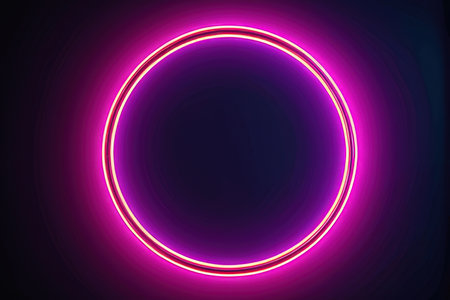 Neon circle on a dark background. Vector illustration for your design