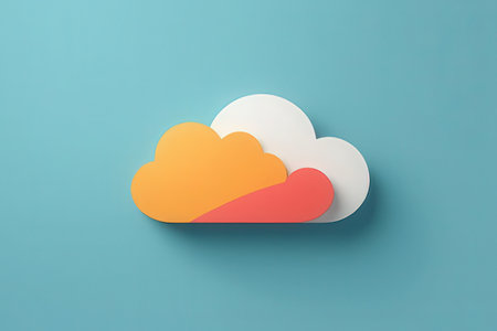 Cloud computing concept with paper cut cloud on blue background. 3D Rendering
