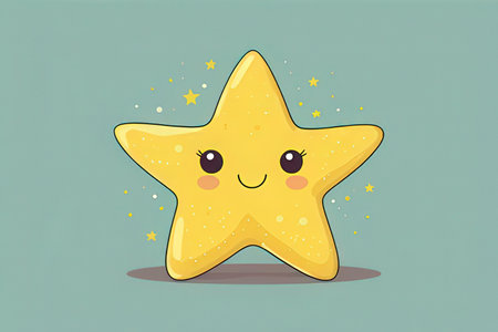 Cute star character. Cute cartoon style. Vector illustration.の写真素材