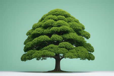 Green tree isolated on white background. 3D rendering and illustration.の写真素材