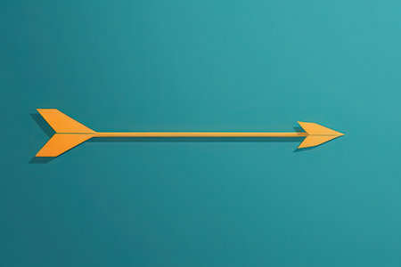 Yellow arrow on blue background. Minimal concept. 3d render