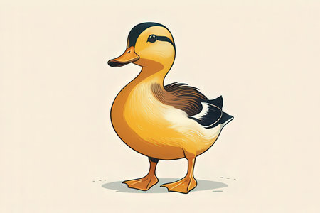 Vector illustration of a duck on a white background. Cartoon style.の写真素材
