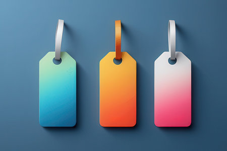 Set of colorful price tag isolated on blue background. Vector illustration.の写真素材