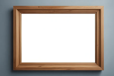 Wooden frame on the wall, 3d rendering. Computer digital drawing.