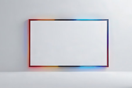 Blank whiteboard with red frame on white background. 3d rendering