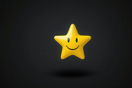 Smiling star on black background. Vector illustration. Eps 10.