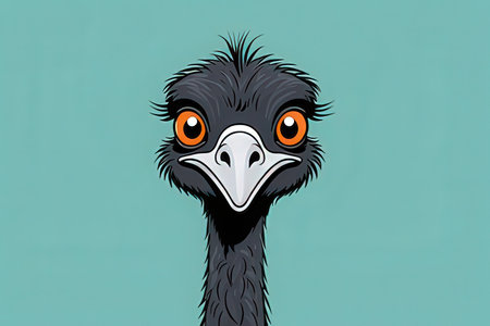 Emu on a blue background. Vector illustration of an emu.の写真素材