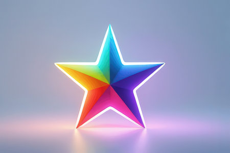 Colorful star on a light background. 3d rendering illustration.の写真素材