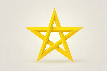 Yellow star on a white background. 3d rendering, 3d illustration.の写真素材