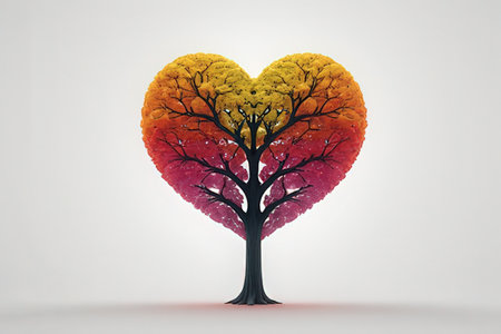 Tree in the form of heart as a symbol of love. 3D renderingの写真素材