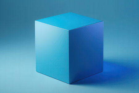 Blue cube on a blue background. 3d rendering, 3d illustration.