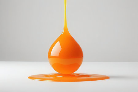 3d illustration of a drop of orange liquid in a white background