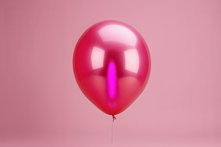 Pink balloon on pink background. 3d render. Minimal style.の写真素材
