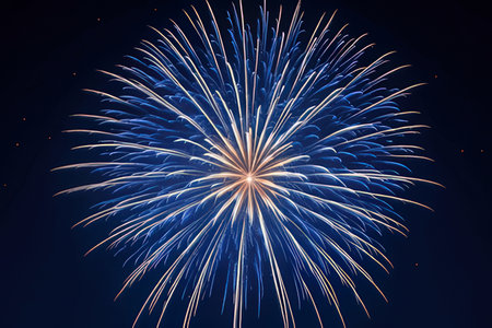 Colorful fireworks of various colors over night sky background, abstract backgroundの写真素材
