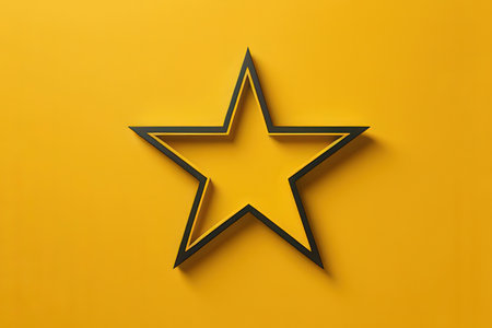 Star icon on a yellow background. 3d rendering, 3d illustration.