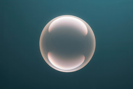 Soap bubble on a blue background. 3d render illustration.の写真素材