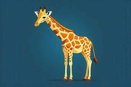 Giraffe on a blue background. Vector illustration of a giraffe.の写真素材