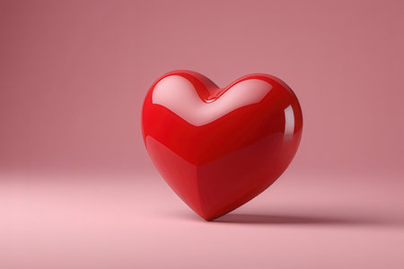 Red heart on a pink background. 3d rendering, 3d illustration.の写真素材