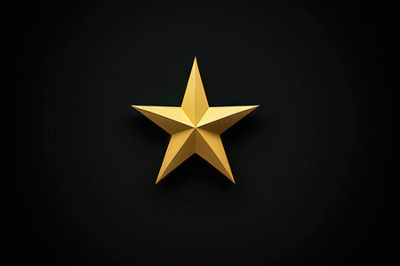 Gold star on a black background. 3d rendering, 3d illustration.の写真素材