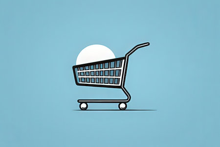 Shopping cart icon isolated on blue background. Shopping cart icon.の写真素材