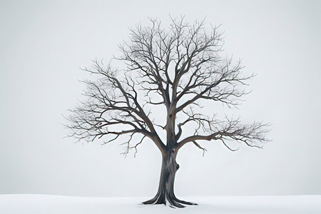 Dead tree in the snow. Winter landscape. 3d illustration.の写真素材
