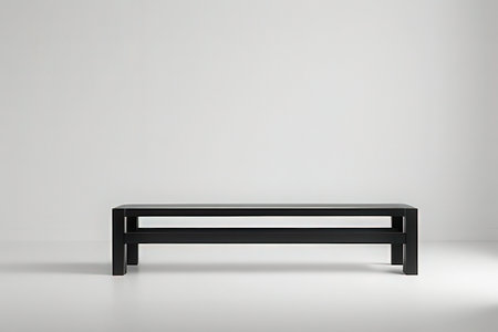 Modern black metal bench on a white background. 3d rendering.