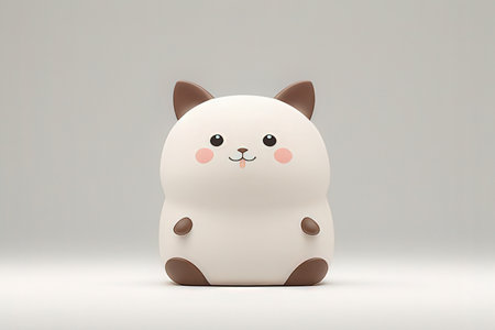 Cute cartoon cat on white background, 3d rendering. Computer digital drawing.