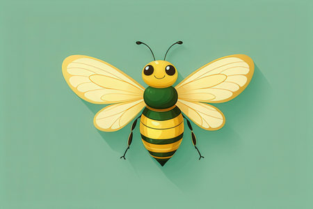 Bee on a green background. Vector illustration. Eps 10 file.の写真素材