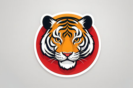 Tiger head logo on white background. Vector illustration eps10の写真素材
