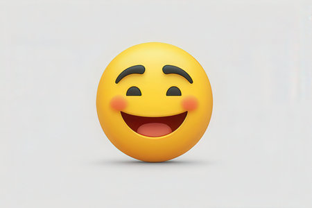 Smiling emoticon on a white background. 3d rendering.の写真素材