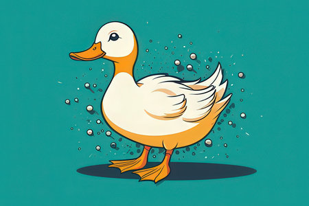 Duck on the background of water. Illustration in vector formatの写真素材