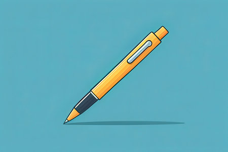 Pencil icon on blue background. Vector illustration. Eps 10.の写真素材