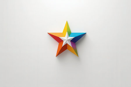 Colorful star on a white background, 3d rendering. Computer digital drawing.の写真素材