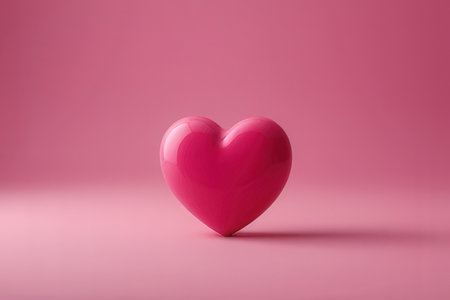 Pink heart on pink background. Minimal love concept. 3d renderの写真素材