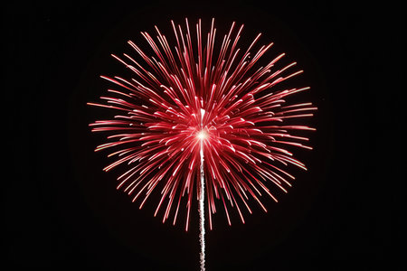 Fireworks in the night sky, isolated on a black background.
