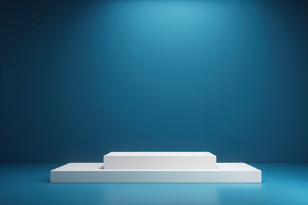 Minimalistic blue background with podium. 3d rendering mock upの写真素材