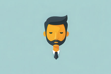 Businessman with beard and mustache. Vector illustration in flat style.の写真素材