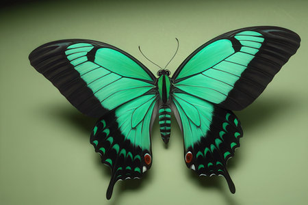 Butterfly on a green background with space for your text.の写真素材