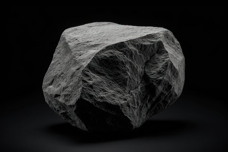 3d rendering of a stone isolated on black background. Computer digital drawing.の写真素材