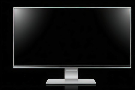 Computer monitor with blank screen isolated on black background. 3d renderの写真素材