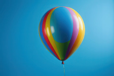 Colorful hot air balloon on blue sky background. 3d rendering