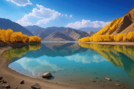 Mountain lake in Himalayas, Ladakh, Jammu and Kashmir, India