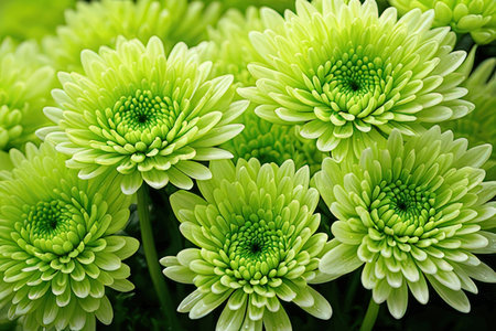 Green chrysanthemum flowers background. Close-up.の写真素材