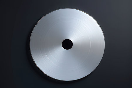 A closeup shot of a compact disc on a dark background with copy spaceの写真素材