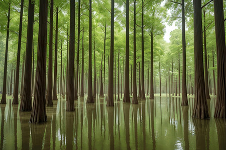 Green bamboo forest in spring, Nanjing, Jiangxi, Chinaの写真素材