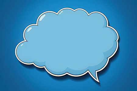 Illustration of a blue speech bubble on a blue background with copy space