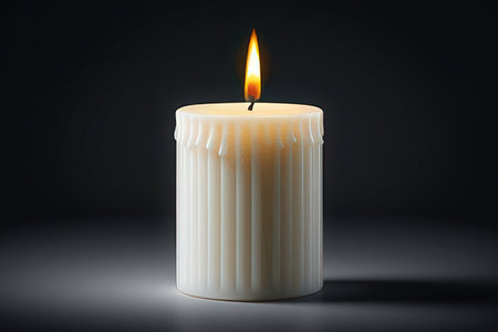 Burning wax candle on a black background. 3d rendering.の写真素材