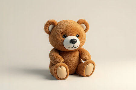 Teddy bear sitting on white background with space for your text.の写真素材