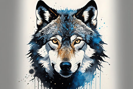 Wolf painting. Hand-drawn illustration of a wolf. Vector.